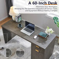 60 Inch Contemporary Executive Desk Wooden Home Office & Fluted Computer Desk