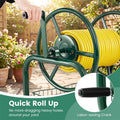 Portable Garden Hose Reel Cart Holds 300FT of 5/8" Large Capacity, Heavy Duty Metal Hose Cart with 4 Wheels & Storage Basket for Lawn Yard