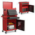 2 in 1 Rolling Tool Chest, 5-Drawer Tool Storage Cabinet with Wheels, Adjustable Shelf, Tool Box Organizer for Garage Warehouse Workshop