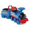 6V 2 Seater Ride On Train with Detachable Carriage, Under Seat Storage, Whistle & Flashing LED Lights, Trackless Electric Ride On Toy for Kids