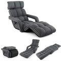 6 Position Adjustable Floor Sofa Bed, Folding Lazy Sofa Chaise Lounger Recliner with Armrests & Footrests for Living Room, Bedroom & Gaming