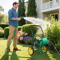 Garden Hose Reel Cart Holds 230FT of 5/8" Hose, Heavy Duty Hose Cart with 2 Wheels & Storage Basket, Portable Water Hose Organizer for Yard