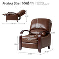 Set of 2 Alex Mid Century Modern Genuine Leather Manual Recliners with Curved Wooden Arms