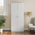 Freestanding 2 Door Bedroom Armoire with Hanging Rod