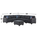 Stone Gray 7-Piece L Shaped Sectional Sofa Set with Ottoman