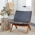 Woven Leather Folding Chair with Brown Wood Frame Available in Black or Brown Roche River Decor