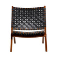Woven Leather Folding Chair with Brown Wood Frame Available in Black or Brown Roche River Decor