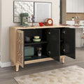 Mirrored Buffet Cabinet with Glass Doors and Silver Handles 3 Door Sideboard for Living Room, Hallway, and Dining Room