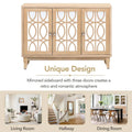 Mirrored Buffet Cabinet with Glass Doors and Silver Handles 3 Door Sideboard for Living Room, Hallway, and Dining Room
