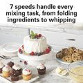 Hamilton Beach 4 Quart Stand Mixer for Kitchen, 7 Speeds, Tilt Head, Dough Hook, Whisk & Flat Beater, White