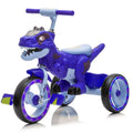 Xuanlur Kids Ride on Dinosaur Tricycle, Toddlers Kid Trike with Wide Flash Wheels, Anti Slip Pedals, Rear Basket, Music & LED Lights, Toddler Bike
