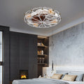 Industrial Cage Ceiling Fan Low Profile 7 Blade Fan with Remote & Light Modern Rustic Cooling for Small Spaces