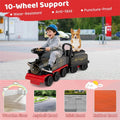 6V 2 Seater Ride On Train with Detachable Carriage, Under Seat Storage, Whistle & Flashing LED Lights, Trackless Electric Ride On Toy for Kids